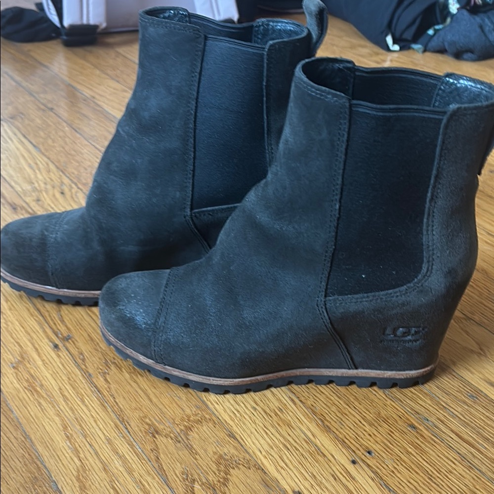 UGG Black Wedge Ankle Boots